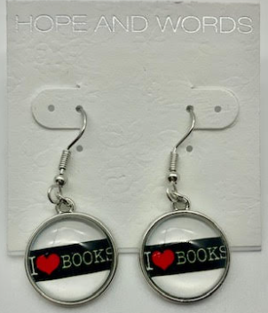 I love books wire earrings