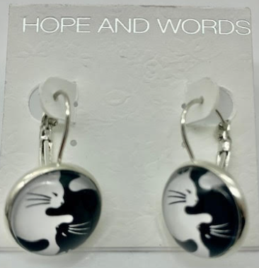 Cats black and white earrings