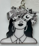 Book woman wire earring