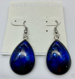 Galaxy Teardrop blue wire earring