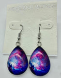 Galaxy Purple Teardrop wire earring