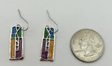 STAINED GLASS MULTICOLORED WIRE EARRING