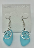 Sea glass wave wire earring