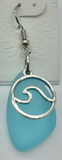 Sea glass wave wire earring