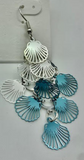 Shell wire earring aqua and white