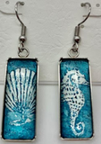 Shell and seahorse earrings