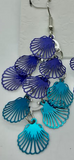 Shell wire earrings purple and blue