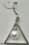 Sterling silver triangle wire earring with pearl