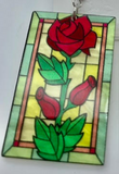 Stained glass roses wire earring