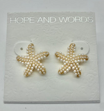 Starfish pearl and gold post earring