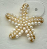 Starfish pearl and gold post earring