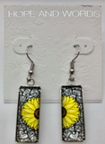 Sunflower wire rectangle earring